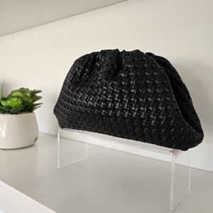 Luxurious Black Textured Bag with Woven Design